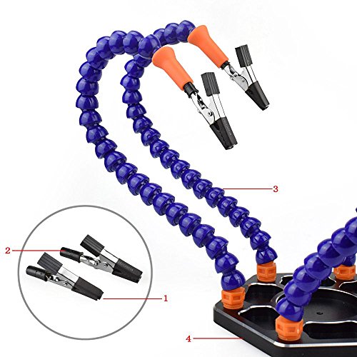 Soldering Helping Hands,Aolvo Third Hand Soldering Vise with Six Flexible Arms Non-Slip Metal Base Soldering Tool for Electronics Repair Jewelry Crafting Soldering Assembly Modeling, Hobby, Crafts - Thumbnail 5