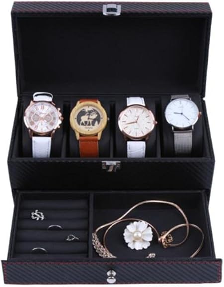 Caja negra del reloj de la fibra de carbono de 4 bits / caja de