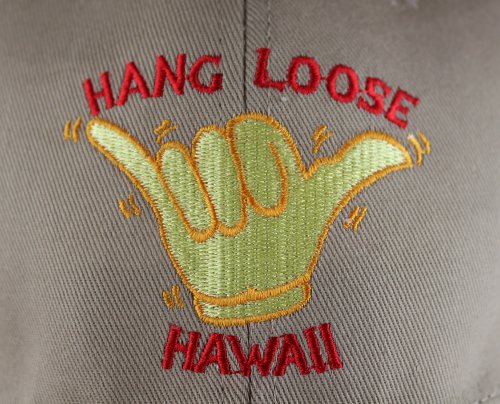 Embroidered Hang Loose Hawaii cap hat, Khaki