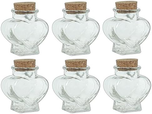 Bundle of 6 Couronne Co. 2.5" 2 Ounce Glass Heart Shaped Bottles with Corks