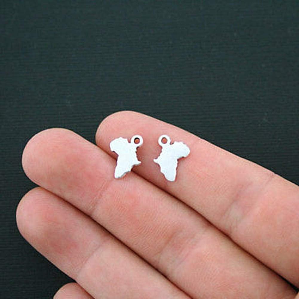 18 Pcs Africa Map Charms Antique Silver Tone 2 Sided Pendant Necklace Jewelry Making Supplies Craft DIY Kit