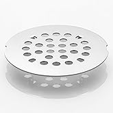Snap-in Shower Drain Cover 4-1/4 inch Shower Strainer Grid Round (1, Chrome)