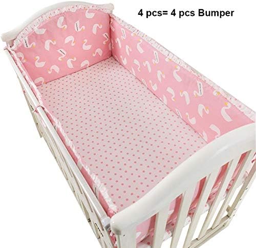 4pcs-7pcs Baby Bedding Set Bumper Cotton Swan Comfortable Newborn Crib Sheet