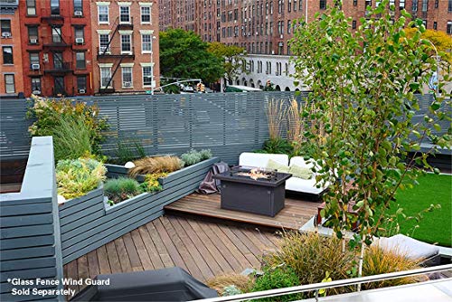 Outland Living Series 401 Grey 44-Inch Outdoor Propane Gas Fire Pit Table, Black Tempered Tabletop w/Arctic Ice Glass Rocks and Resin Wicker Panels, Slate Grey/Rectangle - Thumbnail 6