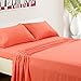 TASTELIFE 105 GSM Deep Pocket Bed Sheet Set Brushed Hypoallergenic Microfiber 1800 Bedding Sheets(Coral,Queen)