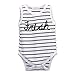 TheFound Baby Creeper Bodysuit Summer Sleeveless Striped Jumpsuit Black Letters 10-12M