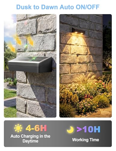 JOFIOS Fence Lights Solar Powered with Remote, 9 Fixed Colors 12 Modes, Solar Fence Lights Outdoor Waterproof, Warm/Cool White, RGB LED Deck Lights for Step/Yard/Railing/Balcony/Patio/Outside, 8 Pack