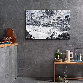 Floating Framed Canvas Wall Art for Living Room, Bedroom Black and White Landscape Canvas Prints for Home Decoration Ready to Hang - 16x24 inches