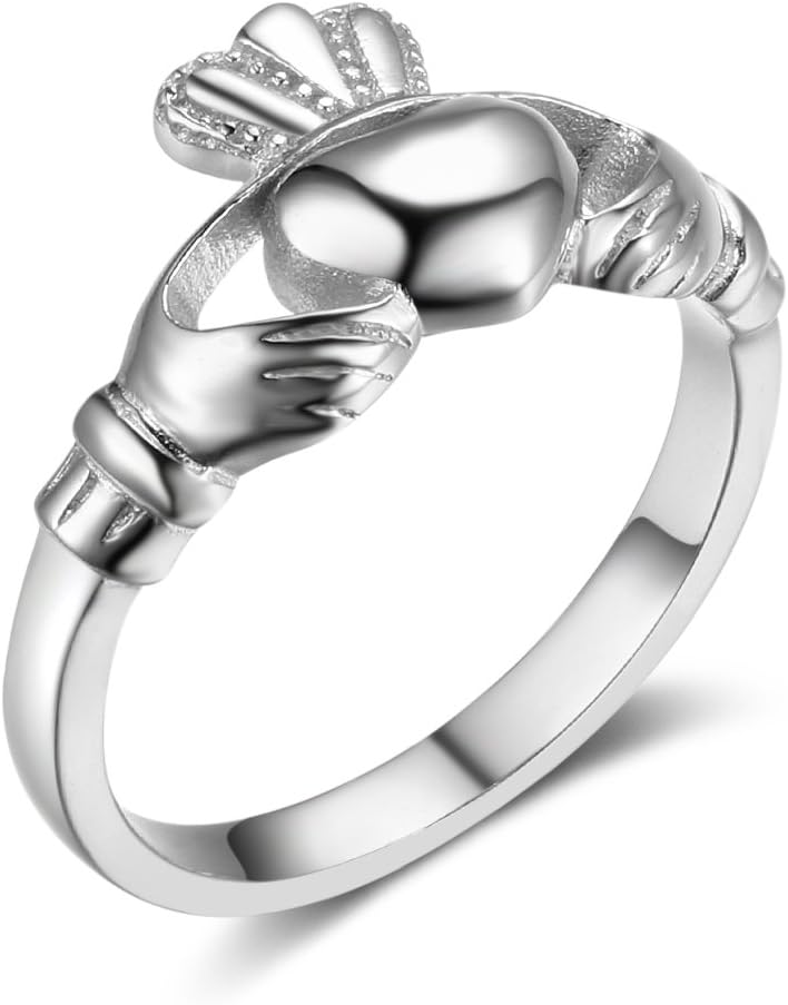 Furious Jewelry S925 Sterling Silver Irish Ladies' Claddagh Ring, Size 6 7 8 9