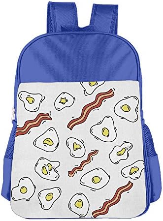 Fried Eggs Bacon Doodle School Backpack Children Shoulder Daypack Kid Lunch Tote Bags RoyalBlue
