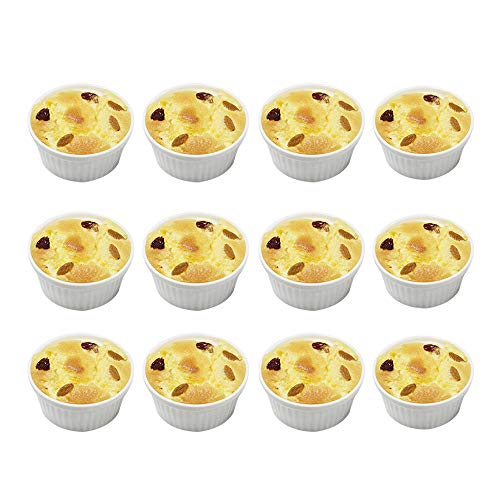 BPFY 12 Pack 8 Ounce White Porcelain Ramekins Bakeware, Ceramic Souffle Dishes, Baking Cups for Custard, Pudding, Creme Brulee, French Onion Soup Bowls - Thumbnail 5