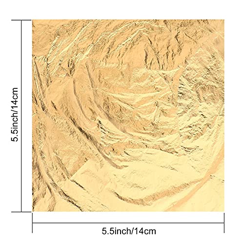 Homepal 100pcs Imitation Gold Leaf for Arts, Gilding Crafting, Painting, Furniture Decoration, Imitation Gold Foil Sheets 5.5