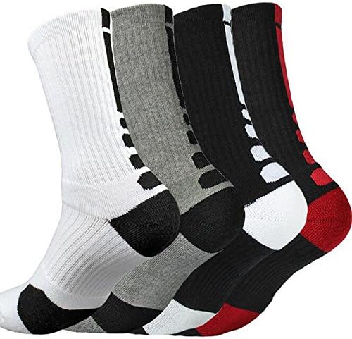 Kafly 4 Pack Mens Basketball Socks Cushioned Outdoor Sports Compression Crew Sock 6.5-11.5.