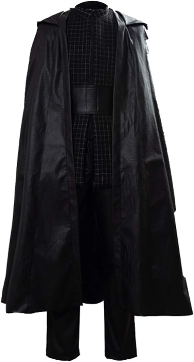 Linen Family Mens Movie Cosplay Outfit Kylo Ren Costume Suit Black Leather Halloween Fancy Dress with Cloak