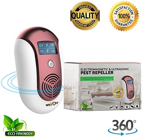WASSOFF Electromagnetic Ultrasonic Pest Repeller Smart Plug in Pest Control Indoor Outdoor - [2018 Upgraded] Electronic Mosquito Repellent Rejects Bug Roaches Rats Flies Spiders Fleas and More
