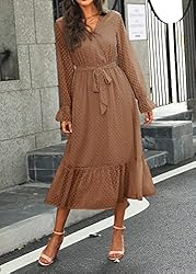 BTFBM Women's Casual Dresses Long Sleeve Wrap V