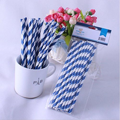 MORIO Striped Paper Straws Drinking Straws (1x25pcs) (blue)