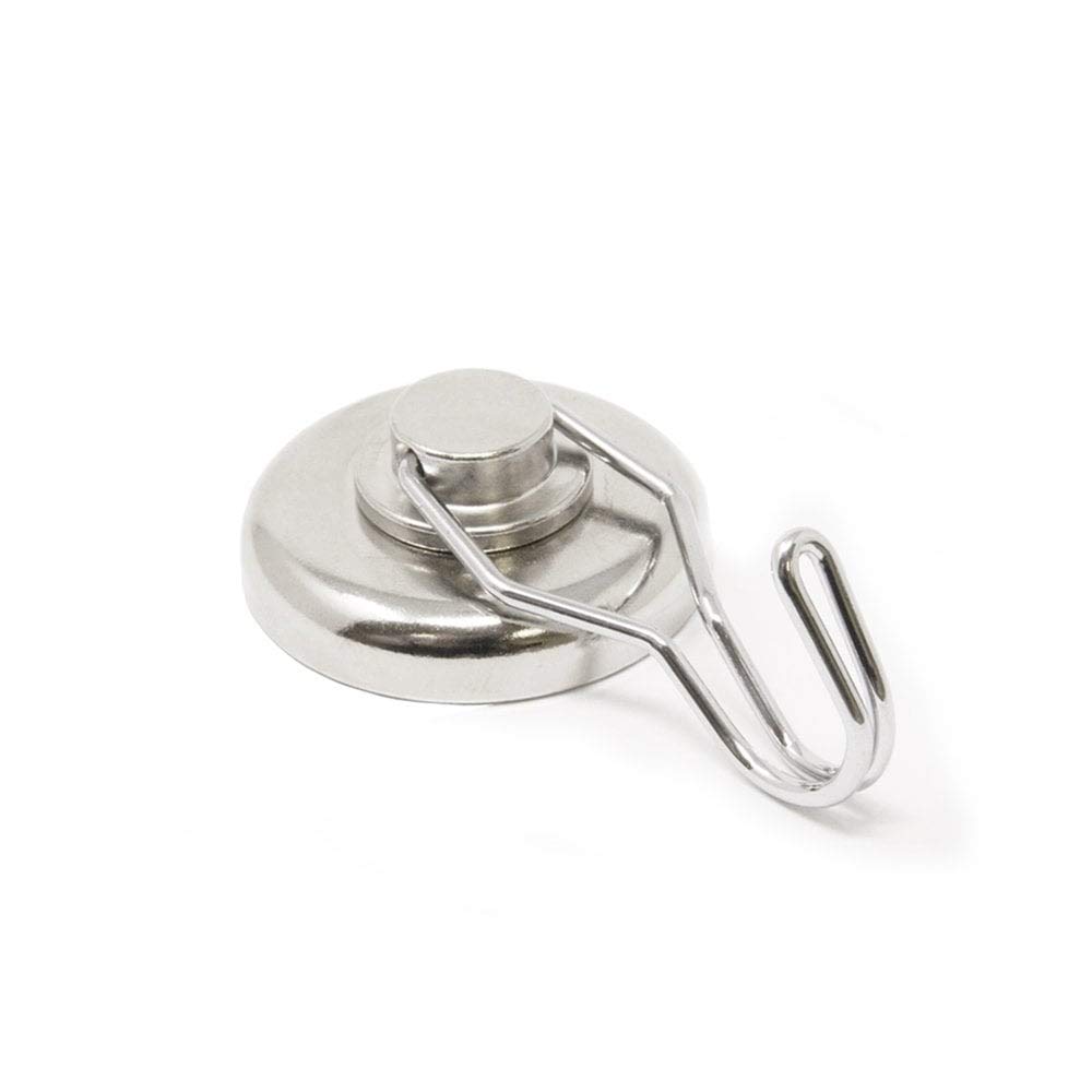 FIRST4MAGNETS NPS40-20 40mm Dia Neodymium Pot Magnet with Swivel Hook (Pack of 20), Nickel