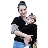 NPET Baby Wrap Carrier Original Natural Cotton Baby Slings for Newborns to 35 lbs, Soft, Comfortable, Mother's Day gift - black