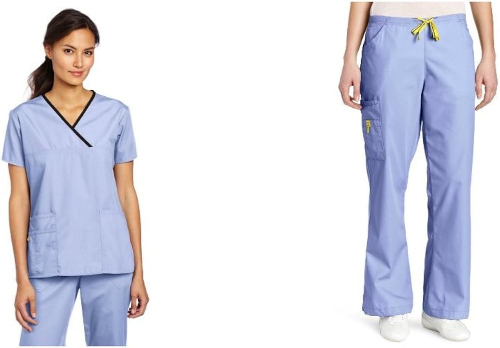 WonderWink Women's Scrubs Charlie 5 Pocket Y-Neck Wrap Top: Medical Scrubs Shirts: Clothing