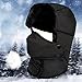 LETHMIK Winter Trapper Ushanka Hat Unisex Faux Fur Waterproof Hunting Hat with Breathable Mask Black