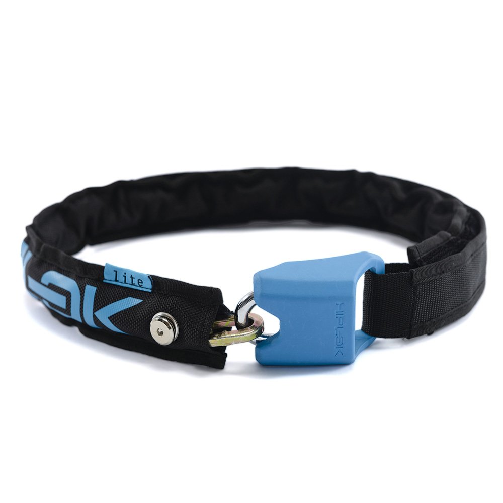 Hiplok LITE Wearable Bike Chain with Lock - Black/Cyan. Lightweight 1Kg. 75cm Long, 6cm Thick, 8mm Shackle. Chain for Bicycle Lock. 10 Year Warranty