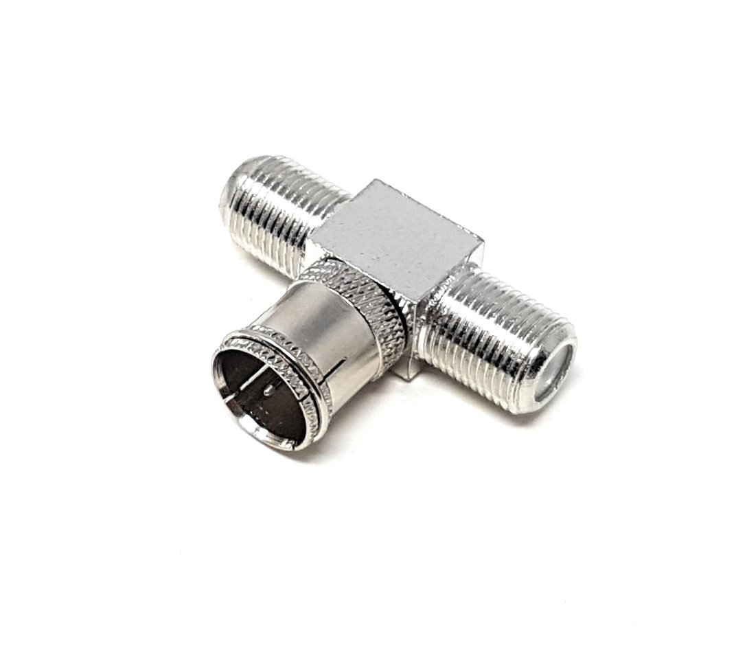 MainCore Push-On F Type to 2 x Twin Female Screw Sockets Adapter Splitter for Connecting TV, Freeview, Sky/SkyHD, NTL, Virgin, Satellite, Antenna Outlets/Coaxial Cables