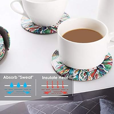 Leather Heat Insulation Cup Drink Coasters Cup Pad Mat Tableware w// Holder