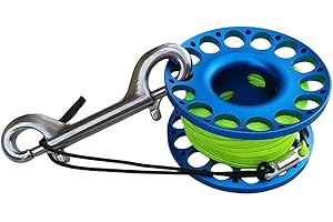 Baosity Lightweight Dive Wreck Cave Reel Scuba Diving Finger Spool with 30m/100ft Line, Dual Ended Bolt Snap Clip