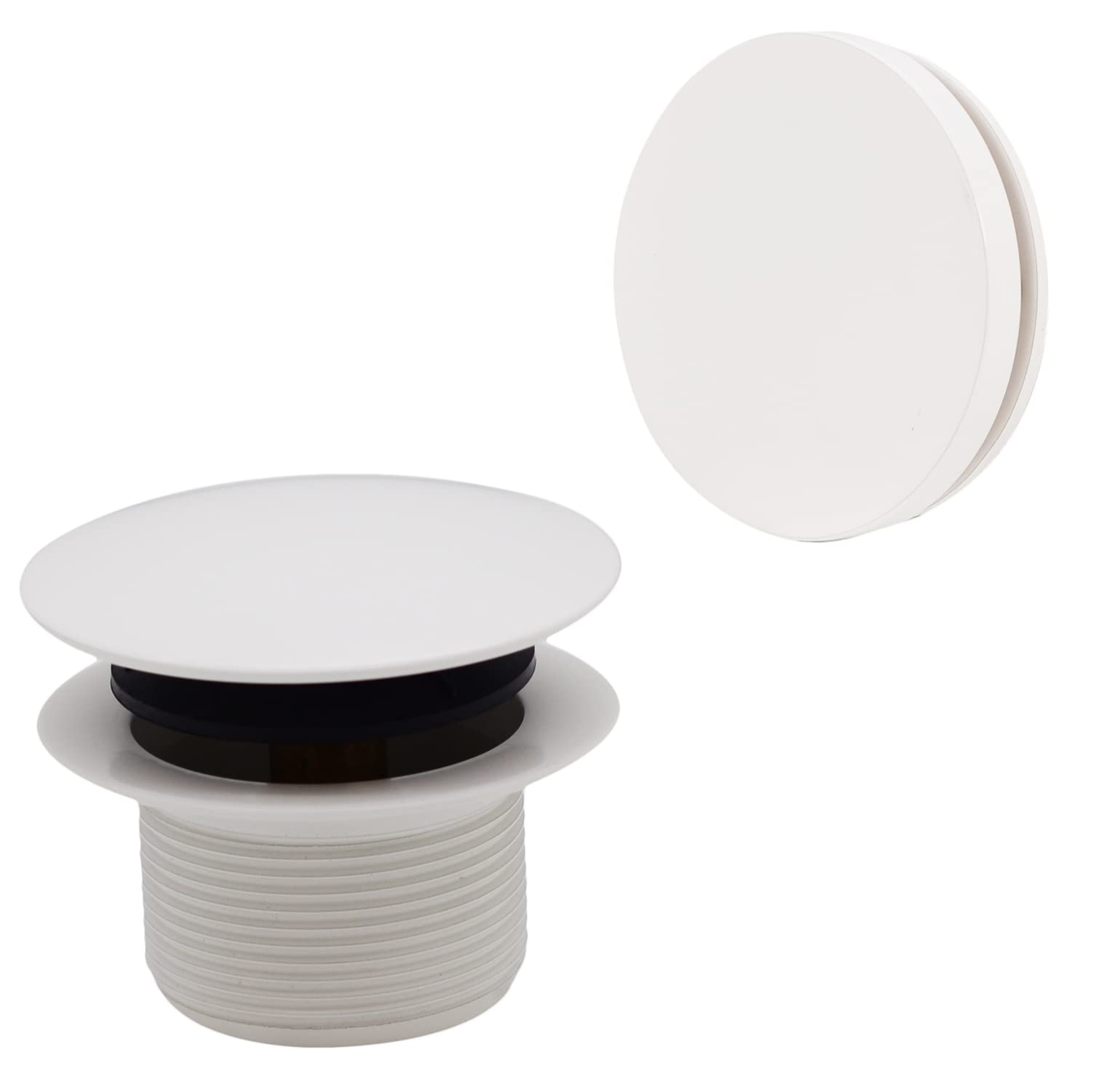 Photo 1 of Westbrass A398RK-50 1-1/2" NPSM Coarse Thread Mushroom Tip-Toe Bathtub Drain Stopper with Illusionary Overflow Faceplate, Powder Coat White