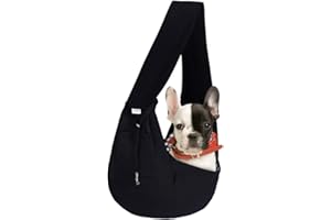 FDJASGY Small Pet Sling Carrier-Hands Free Reversible Pet Papoose Bag Tote Bag with a Pocket Safety Belt Dog Cat for Outdoor Travel Black