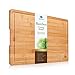 XL BAMBOO CUTTING BOARD SERVING TRAY - Longest Lasting Large Organic Antibacterial Wooden Butcher Block with Drip Grooves (17-3/4x12x0.8”)