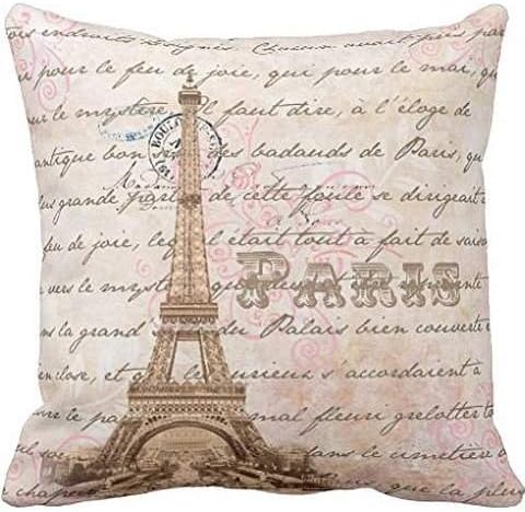 Paris Vintage French Writing Pink 18*18 pillow case cover
