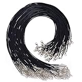 Paxcoo 100Pcs Black Waxed Necklace Cord with Clasp Bulk for Bracelet Necklace and Jewelry Making (20 Inches)