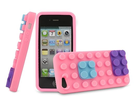 BONAMART ® Neu Design Pink Gel Baustein Silikon Hülle Case Cover Tasche für Apple iPhone 5 5G 5th