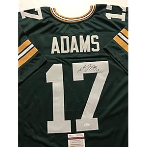 Autographed/Signed Davante Adams Green Bay Packers Green Football Jersey JSA COA 51SwnLqw44L