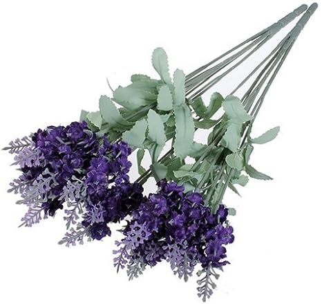 Amazon Com Broadfashion 1x 10 Heads Artificial Lavender Silk Flower For Bouquets Wedding Home Party Decor Dark Purple Home Kitchen