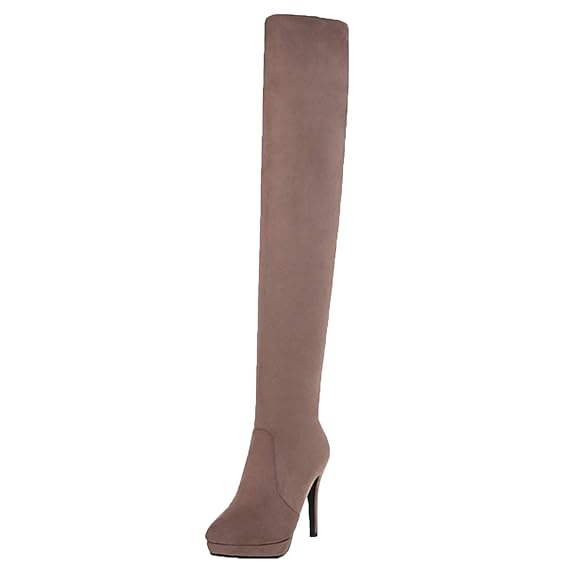Stiletto Overknee Stiefel mit Pfennigabsatz Overkneestiefel High Heels Stretchstiefel Langschaft Winterstiefel Damen Plateau