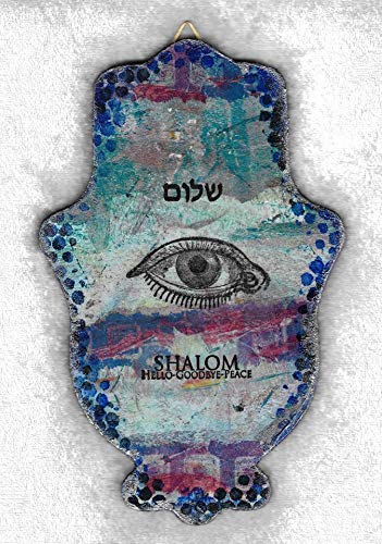 Amazon Com Handmade Hamsa Peace Shalom Hand Of Fatima Wall Decor
