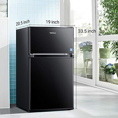 TACKLIFE Mini Fridge with Freezer 3.1 Cu.Ft, 2 Door Compact