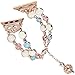 TOMAZON Compatible for Apple Watch Band 38mm 40mm 41mm, Handmade Luminous Pearl Adjustable iWatch Bracelet Metal Link Wristband Pendant for Women Girl - Rose Gold