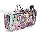 Cosmetic Bag for Women Cute Printing 14 Pockets Expandable Makeup Organizer Purse with Handles (Peony)