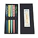 MEKBOK Handmade Japanese Chopsticks Reusable Natural Wooden Chopstick with Box, 5 Pairs Gift Set