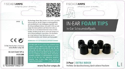 Fischer Amps Accessoires and Spare Parts Foam Eartips Fa Earphones, L , (960-00314)