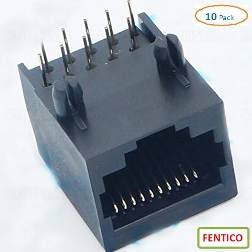FENTICO™ Computer LAN CAT5/5e/6 Cable 8P8C RJ45 Female Shielded Connector Modular Network PCB Female Jack Socket - (Pack of 10 Pcs)