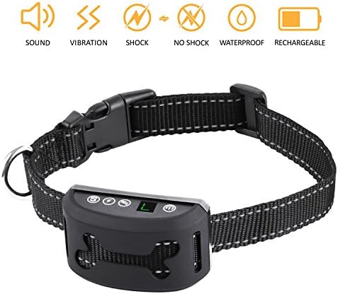 Bark Collar for Dogs with Beep,Vibration and Harmless Shock,7 Adjustable Sensitivity &amp; Intensity Levels,Humane Rechargeable Anti Bark Collar For Small Medium Large Dogs