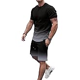GORGLITTER Men's Plus 2 Piece Outfits Ombre Short Sleeve T Shirt and Shorts Set Casual Sport Sweatsuit