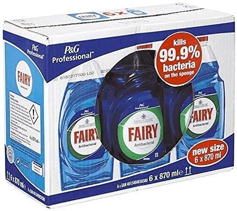 Fairy Antibacterial Washing Up Liquid (870ml) - Pack of 6, blue, 870 ml (Pack of 6)
