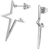 Stainless Steel Star Outline Hoop Earrings, Sold as a Pair