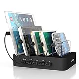 JZBRAIN 5 Port USB Charging Station for Multiple Devices Iphone Ipad Samsung HTC etc Cellphone and Tablets (Black)